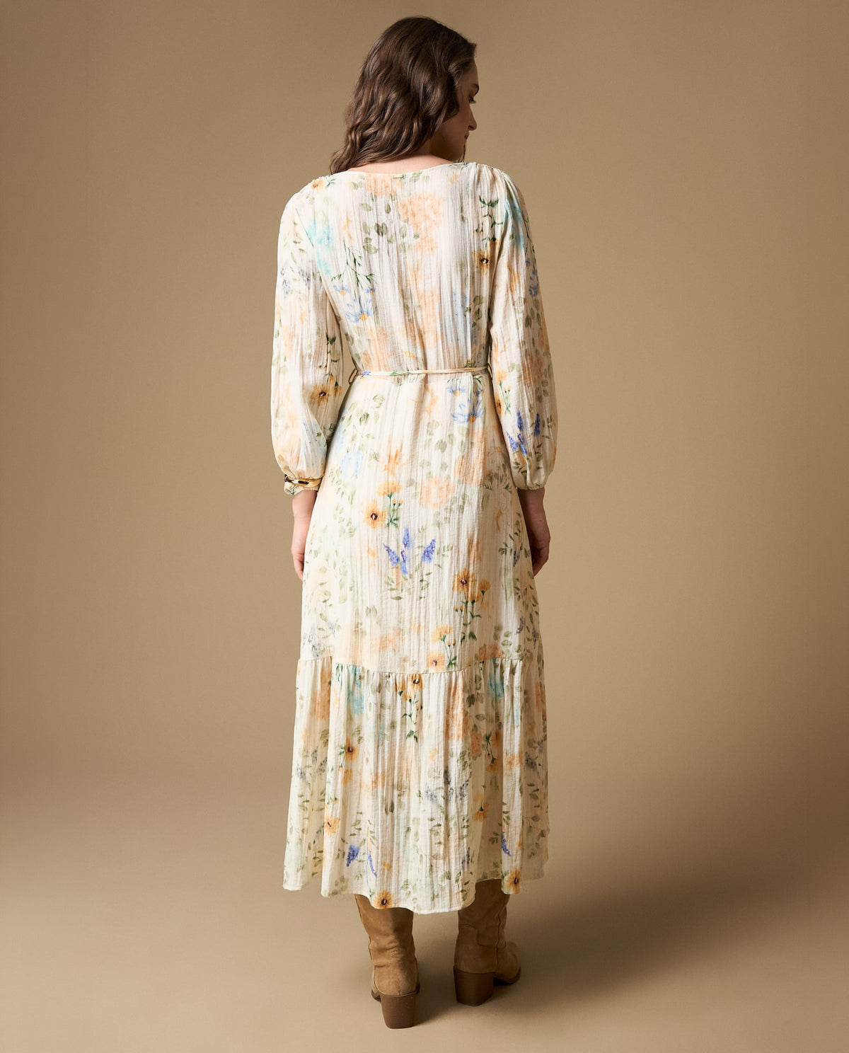 Vestido largo floral manga larga - Crudo 34_699H000_CRU114201_5