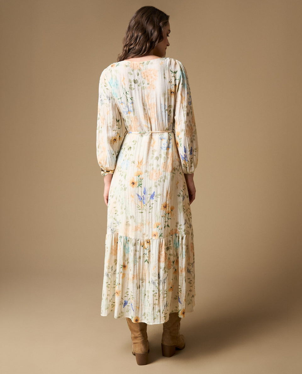 Vestido largo floral manga larga - Crudo 34_699H000_CRU114201_5