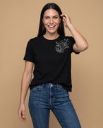 Camiseta manga corta bordada - Negro