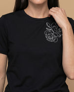 Camiseta manga corta bordada - Negro
