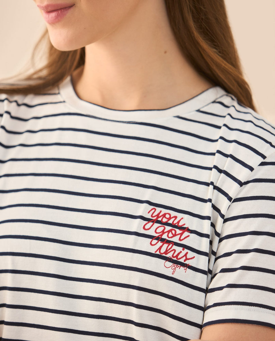 Camiseta con letras bordadas para mujer - Azul 34_902G304_AZU144510_4