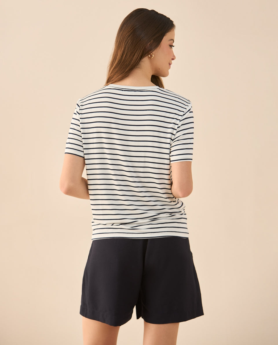 Camiseta con letras bordadas para mujer - Azul 34_902G304_AZU144510_5