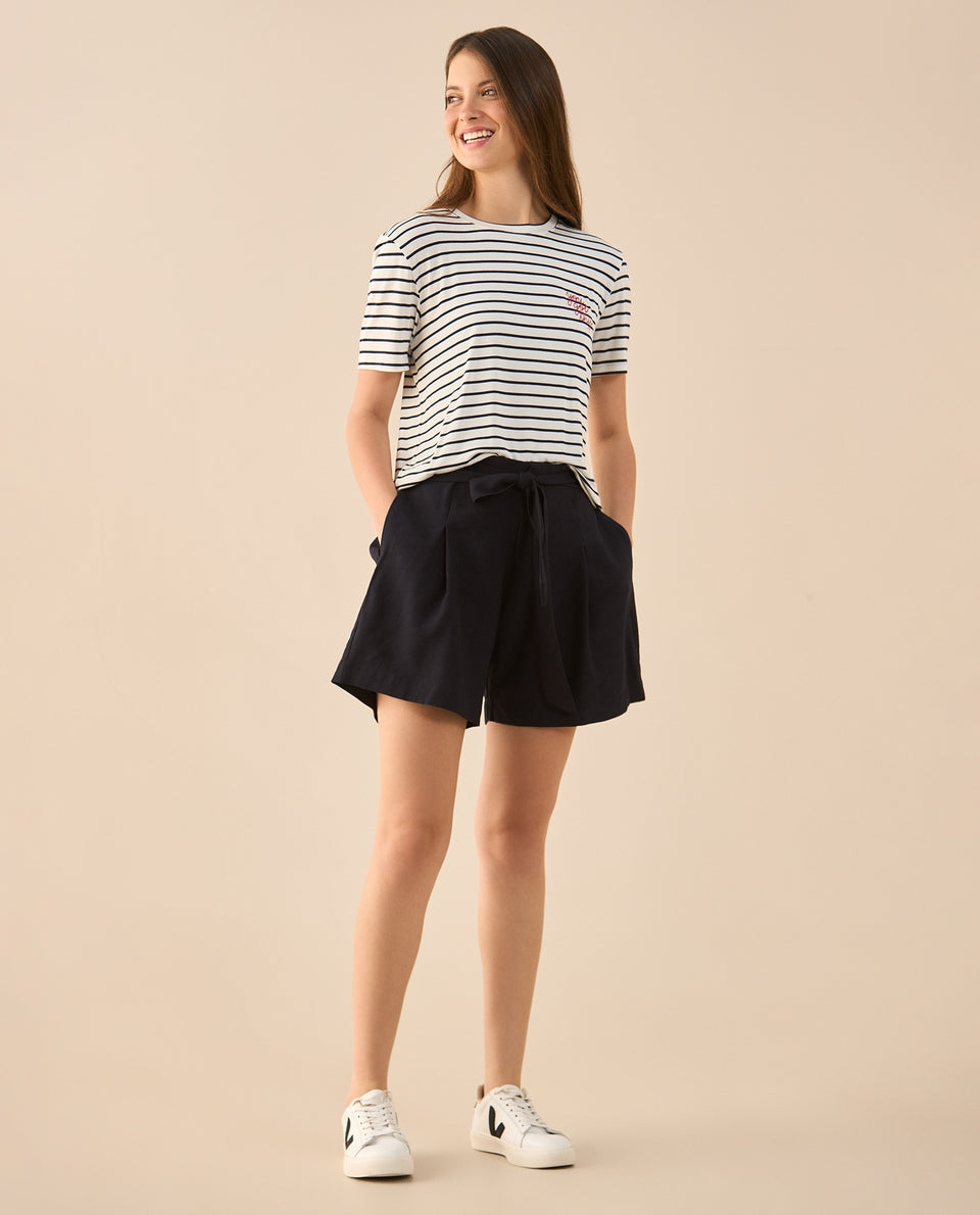 Camiseta con letras bordadas para mujer - Azul 34_902G304_AZU144510_6