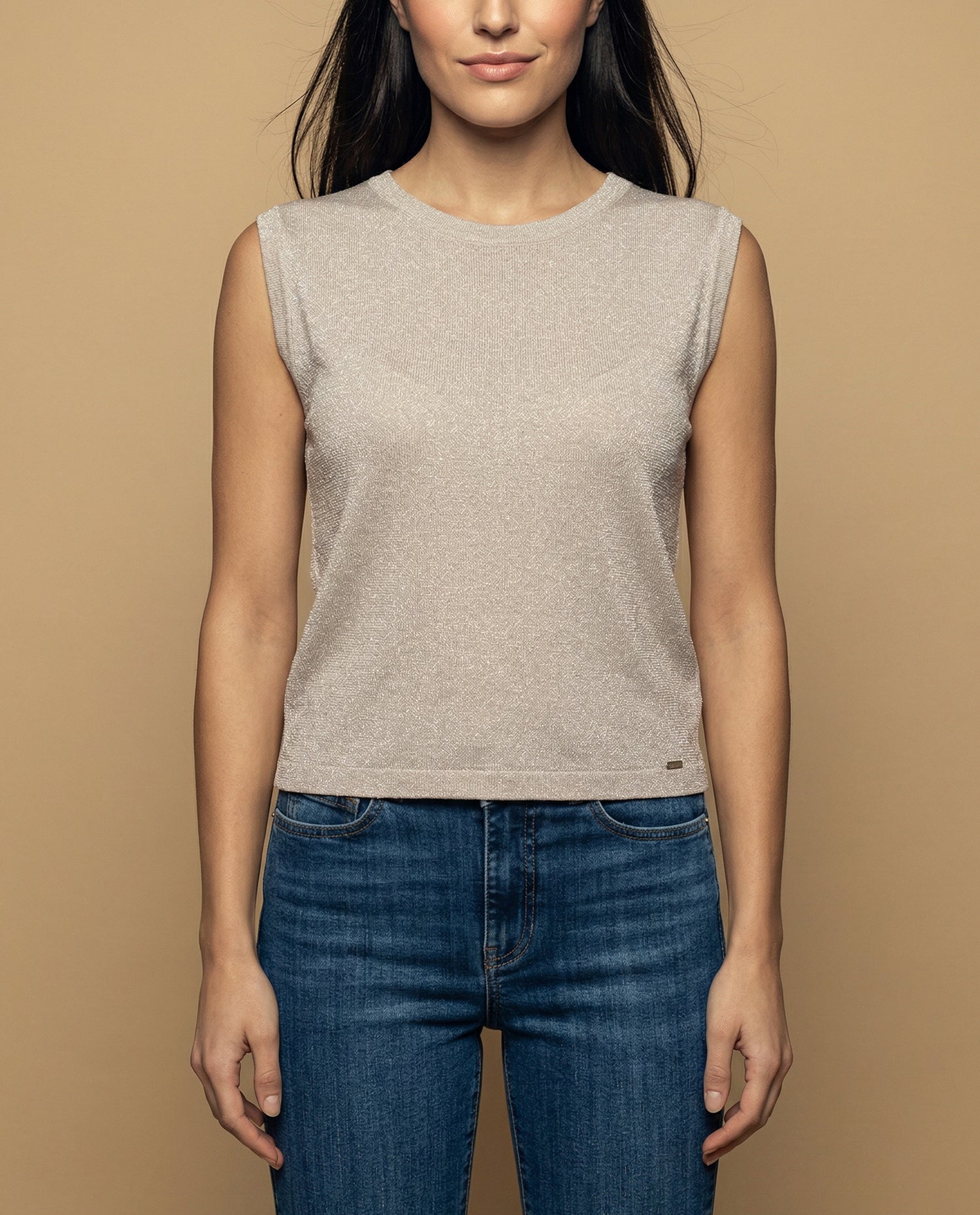 Camiseta manga corta con acabado brillante - Rosa
