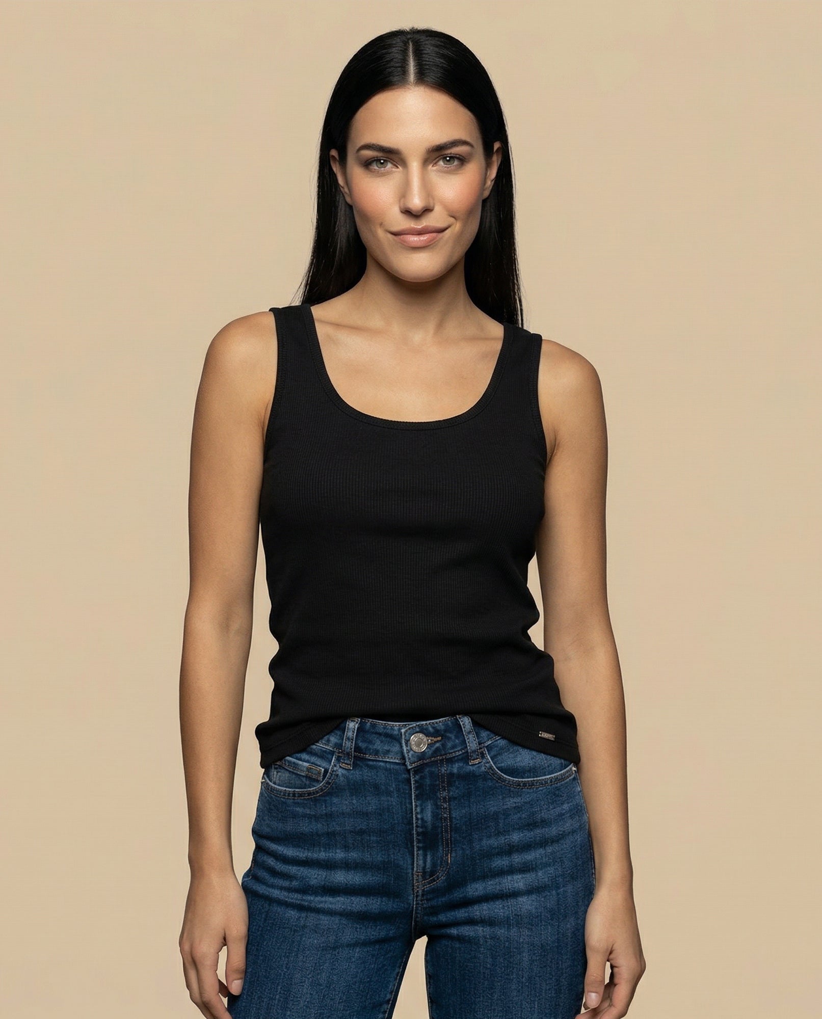 Camiseta manga sisa cuello redondo corte ajustado - Negro 34_902H001_NEG190303_0
