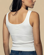 Camiseta manga sisa tejido acanalado - Blanco