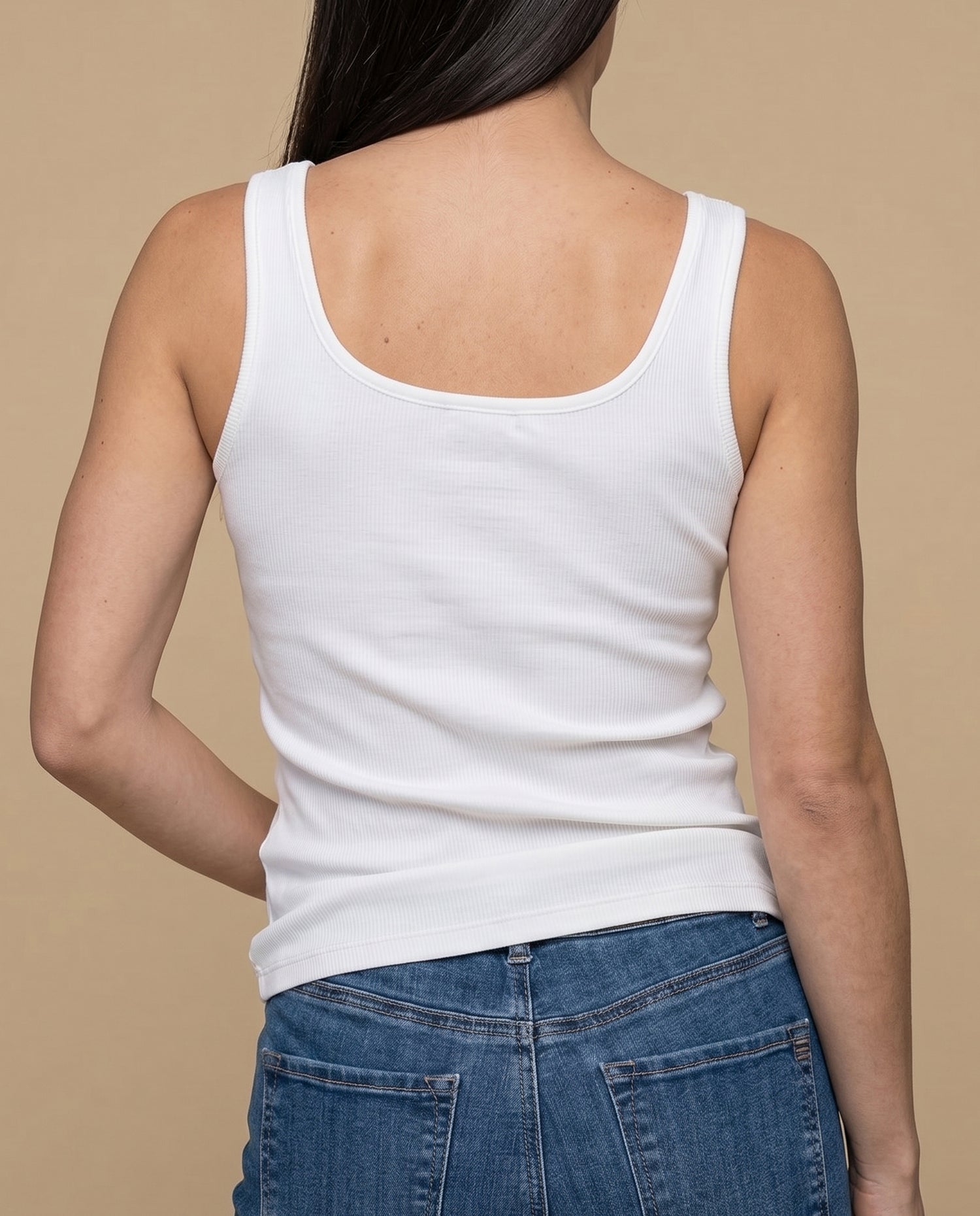 Camiseta manga sisa slim algodón - Blanco