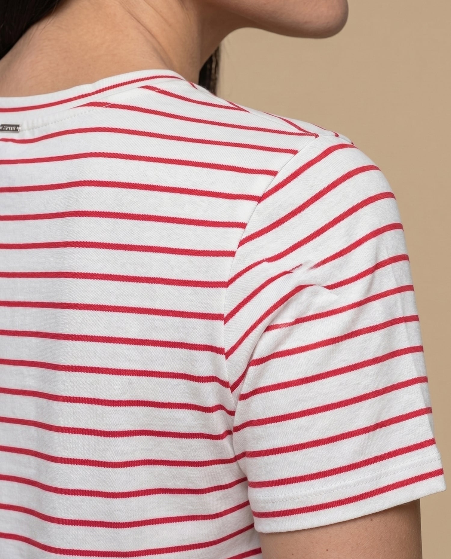 Camiseta rayas corazones manga corta - Crudo