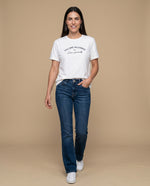 Camiseta regular rayas tipográfica - Crudo