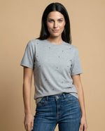 Camiseta manga corta con aplicaciones metálicas - Gris