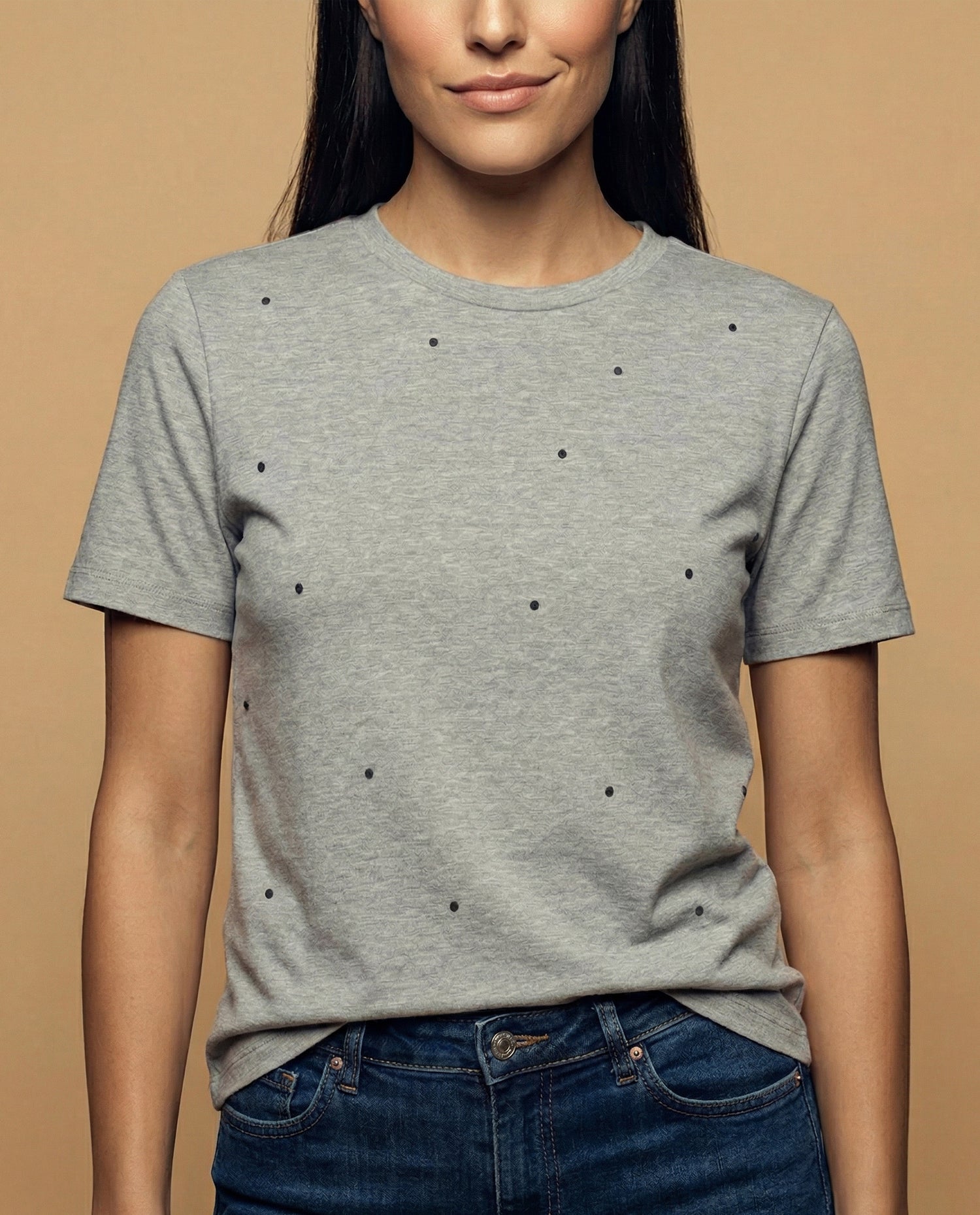 Camiseta manga corta con aplicaciones metálicas - Gris