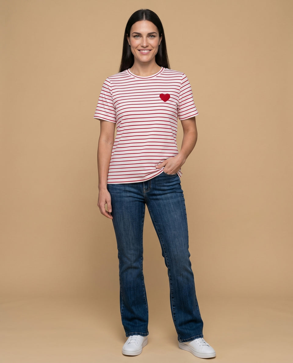Camiseta rayas manga corta bordada - Crudo 34_902H011_CRU110602_5