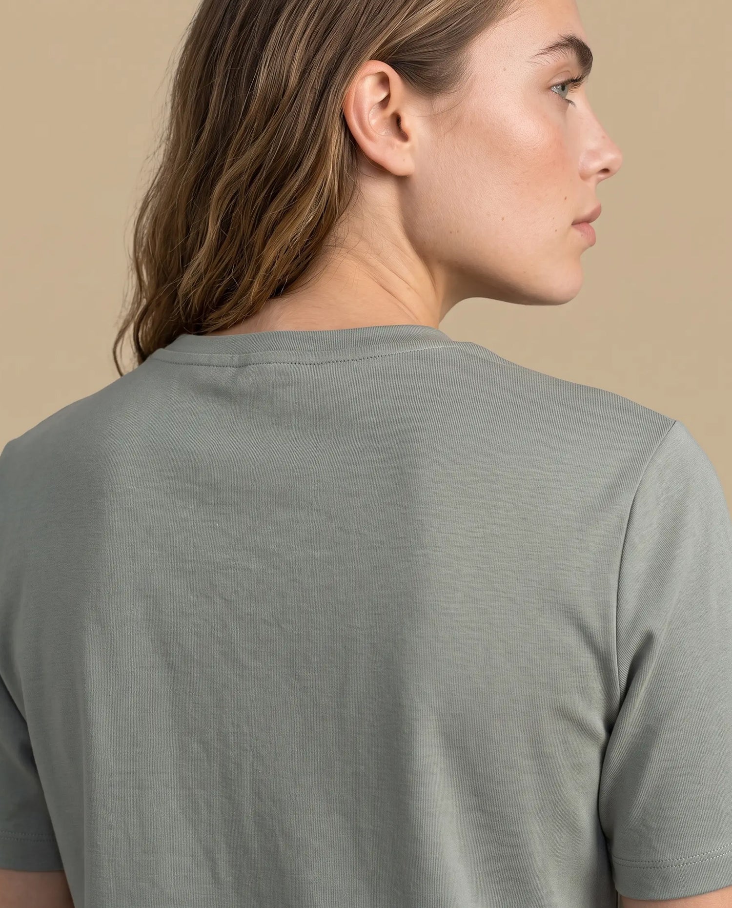 Camiseta manga corta rayas flor bordada - Verde