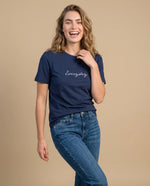 Camiseta manga corta azul bordada - Azul