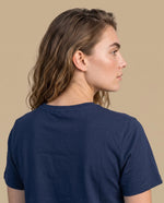 Camiseta manga corta azul bordada - Azul