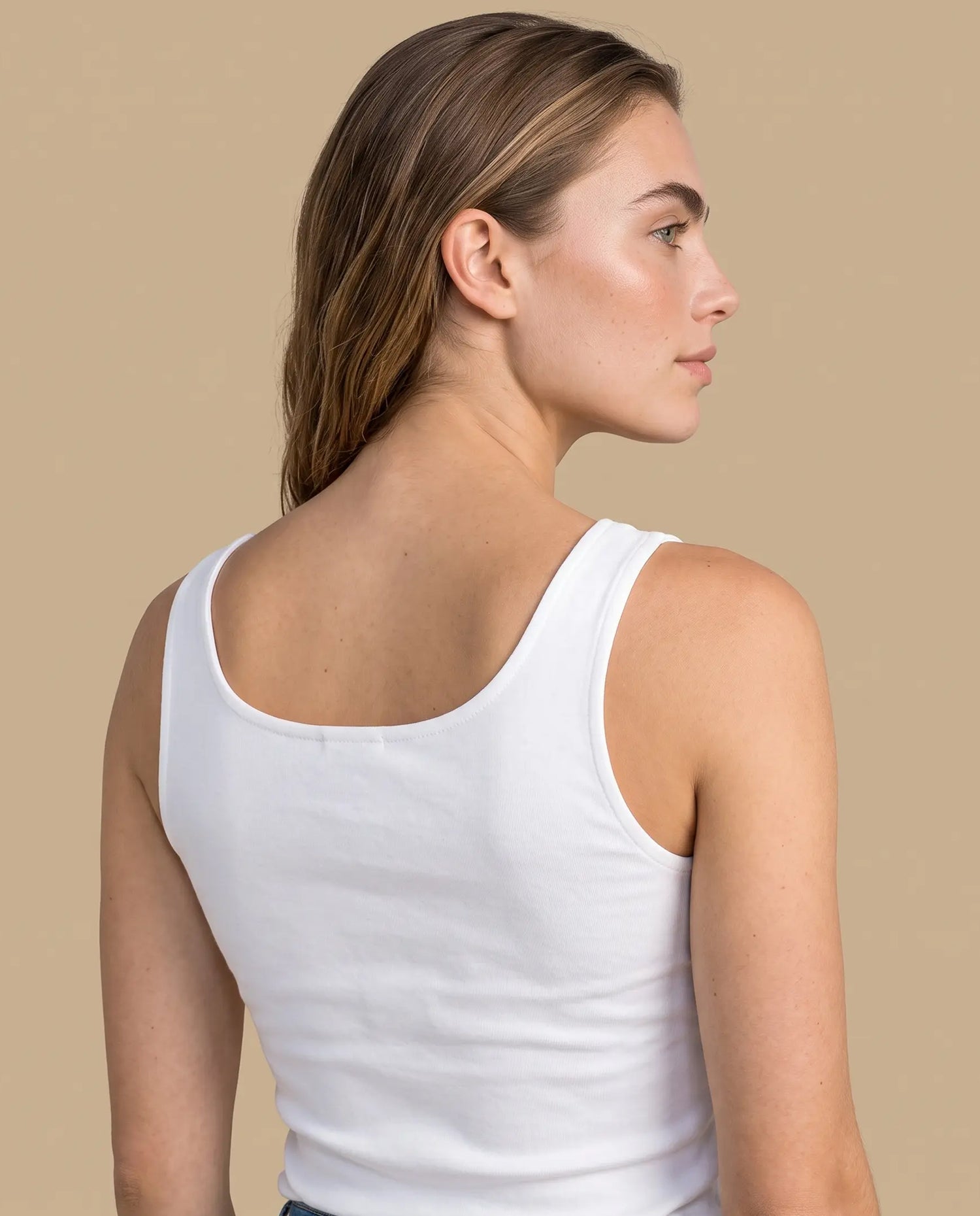 Camiseta manga sisa slim algodón - Crudo