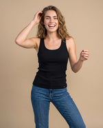 Camiseta manga sisa slim costilla - Negro