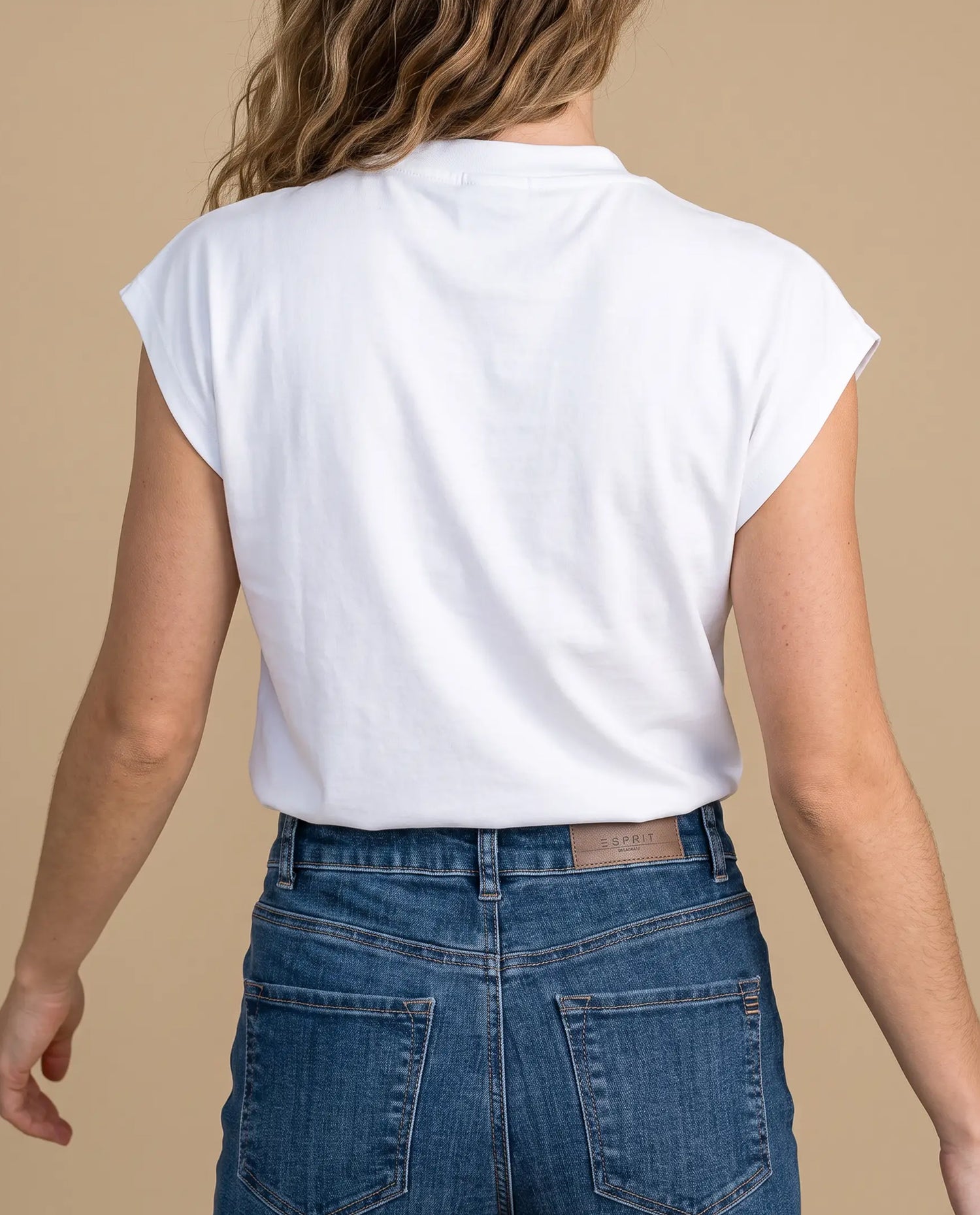 Camiseta manga sisa cuello redondo - Crudo