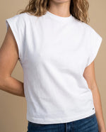 Camiseta manga sisa algodón minimalista - Crudo