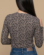Camiseta manga corta animal print - Café