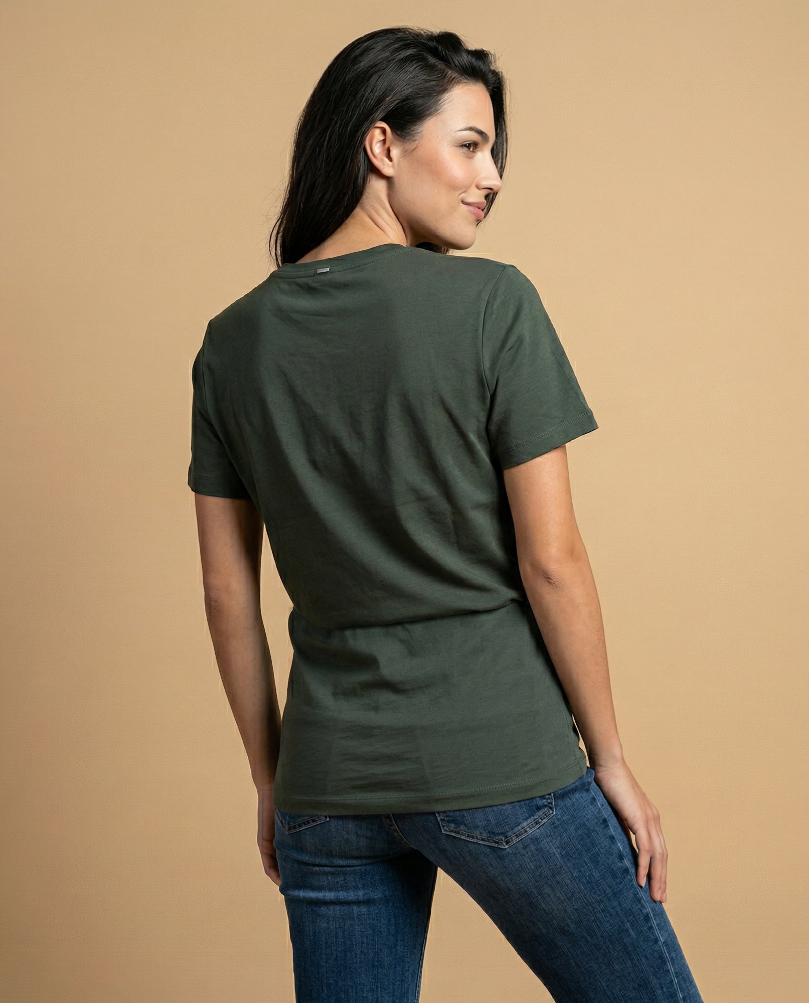Camiseta básica de algodón cuello redondo - Verde 34_905H006_VER190622_4