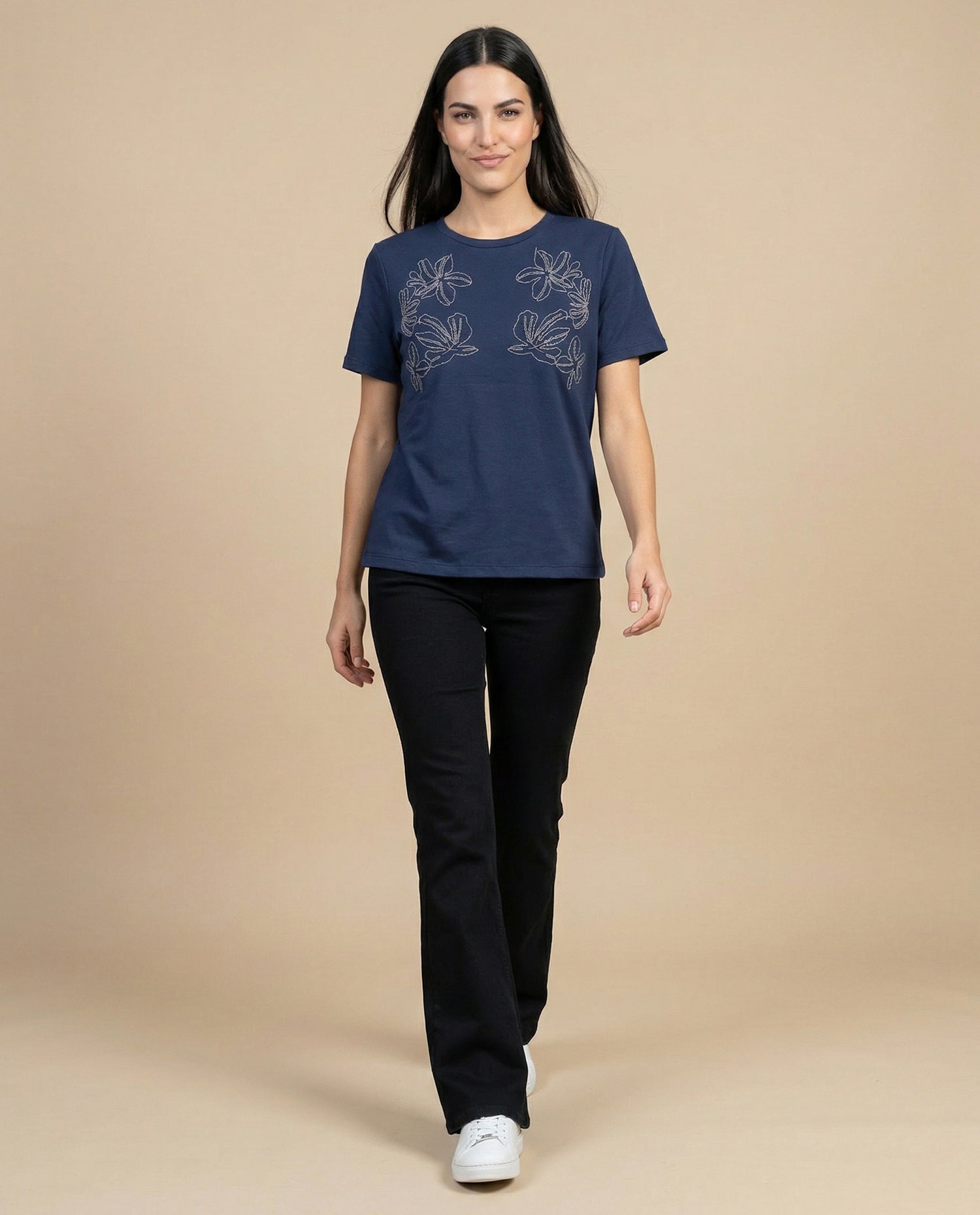 Camiseta cuello redondo manga corta básica - Azul