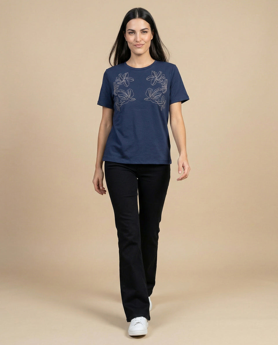 Camiseta cuello redondo manga corta básica - Azul 34_905H007_AZU193933_5