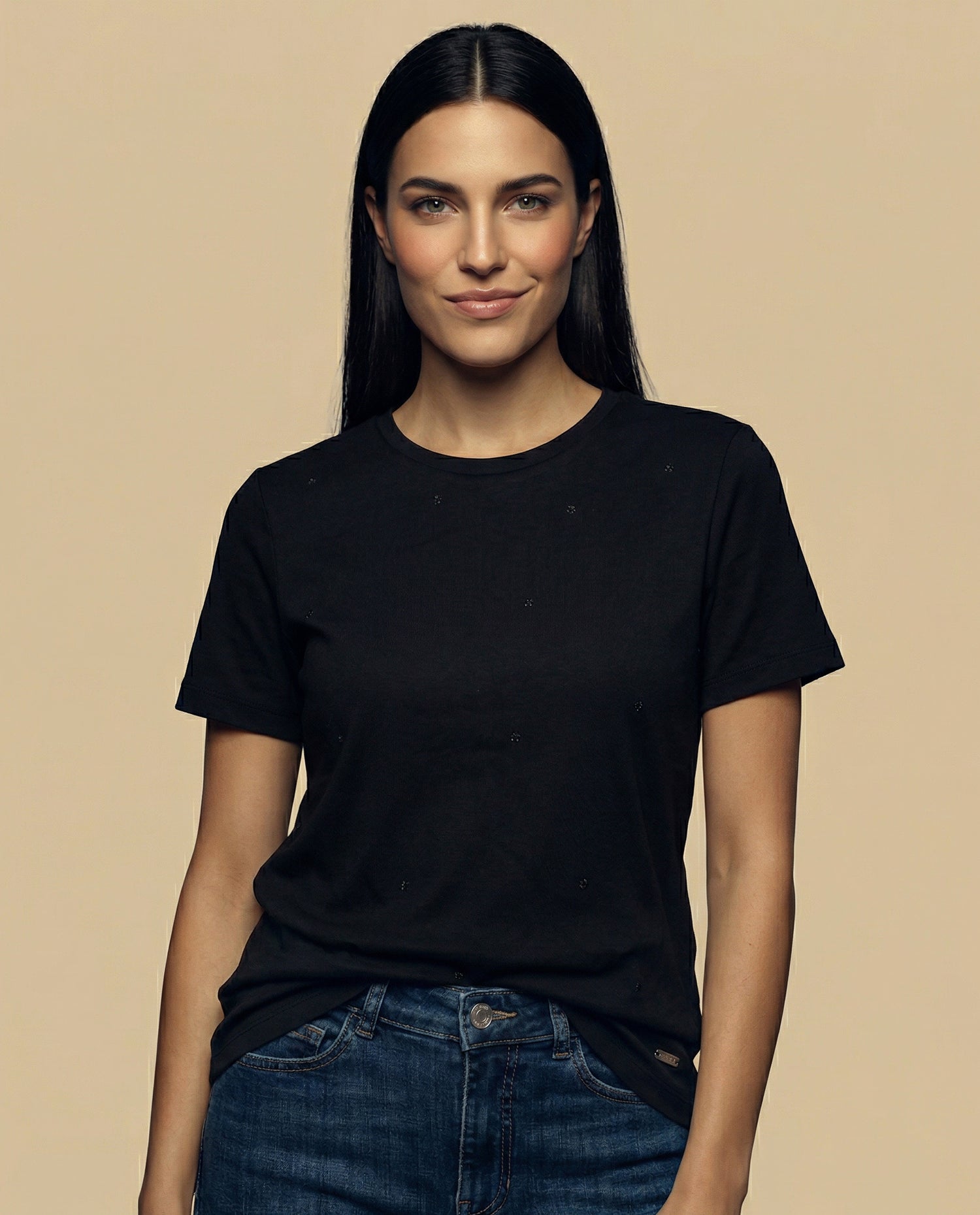 Camiseta básica cuello redondo manga corta - Negro