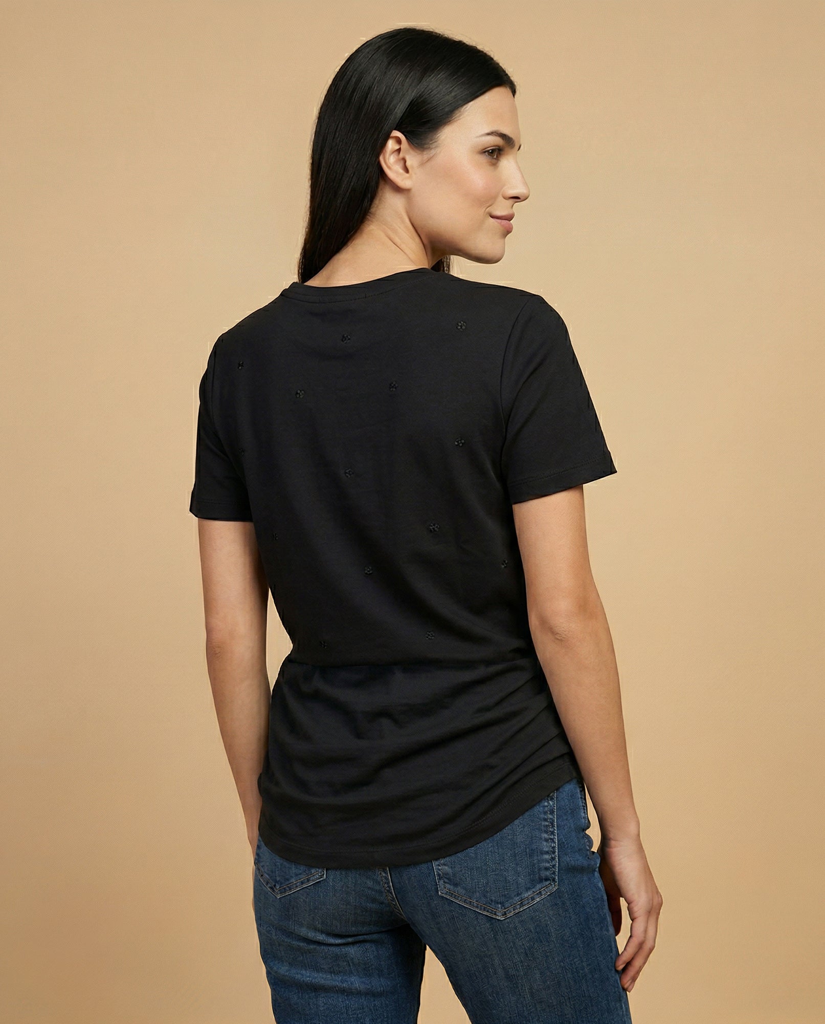 Camiseta básica cuello redondo manga corta - Negro 34_905H008_NEG190303_4