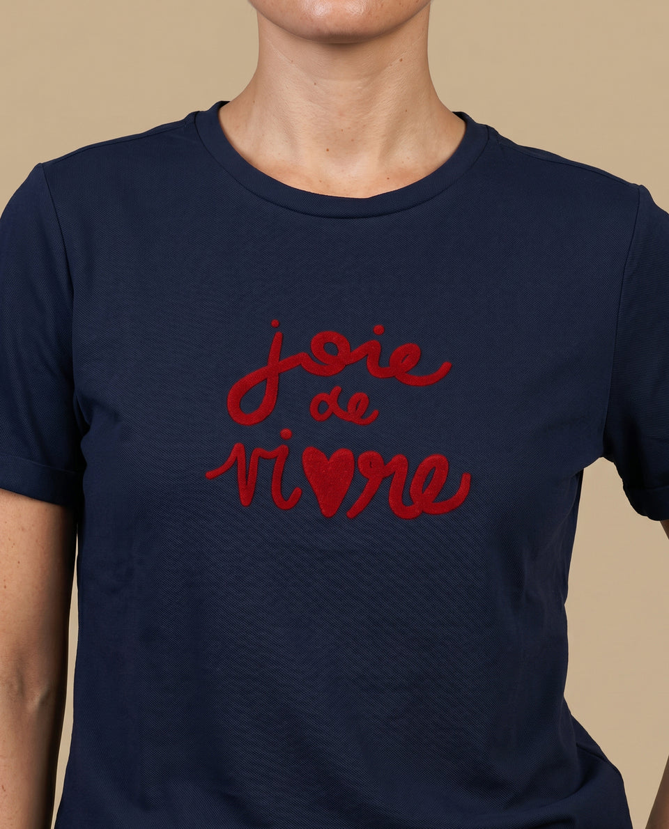 Camiseta manga corta bordada roja - Azul 34_905H010_AZU193933_3