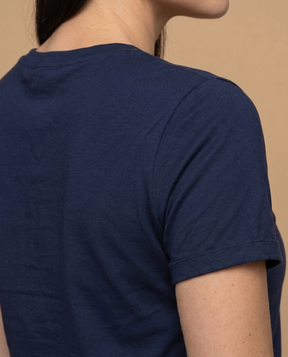 Camiseta manga corta bordada roja - Azul 34_905H010_AZU193933_6