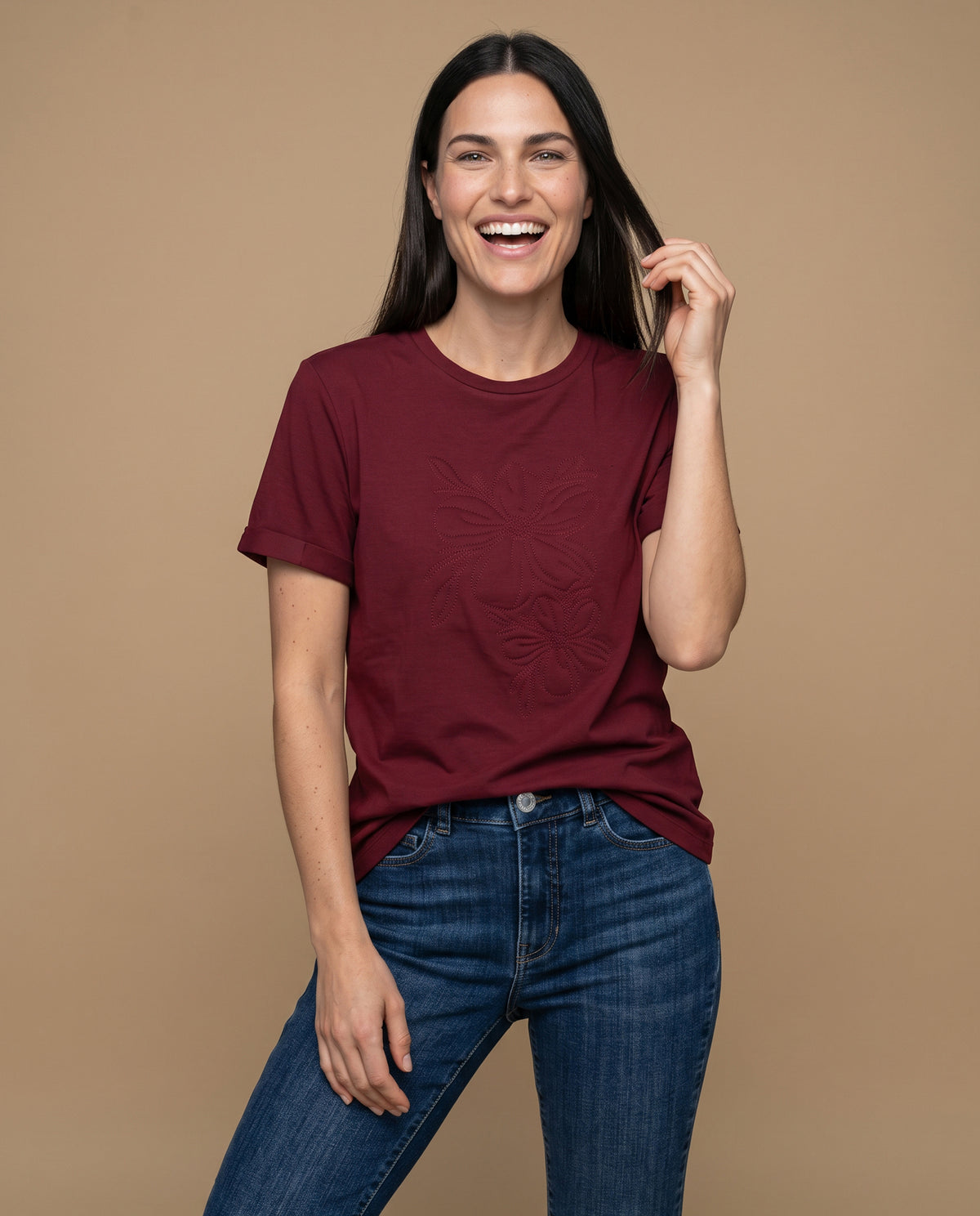 Camiseta manga corta bordada algodón - Morado 34_905H011_MOR191619_0