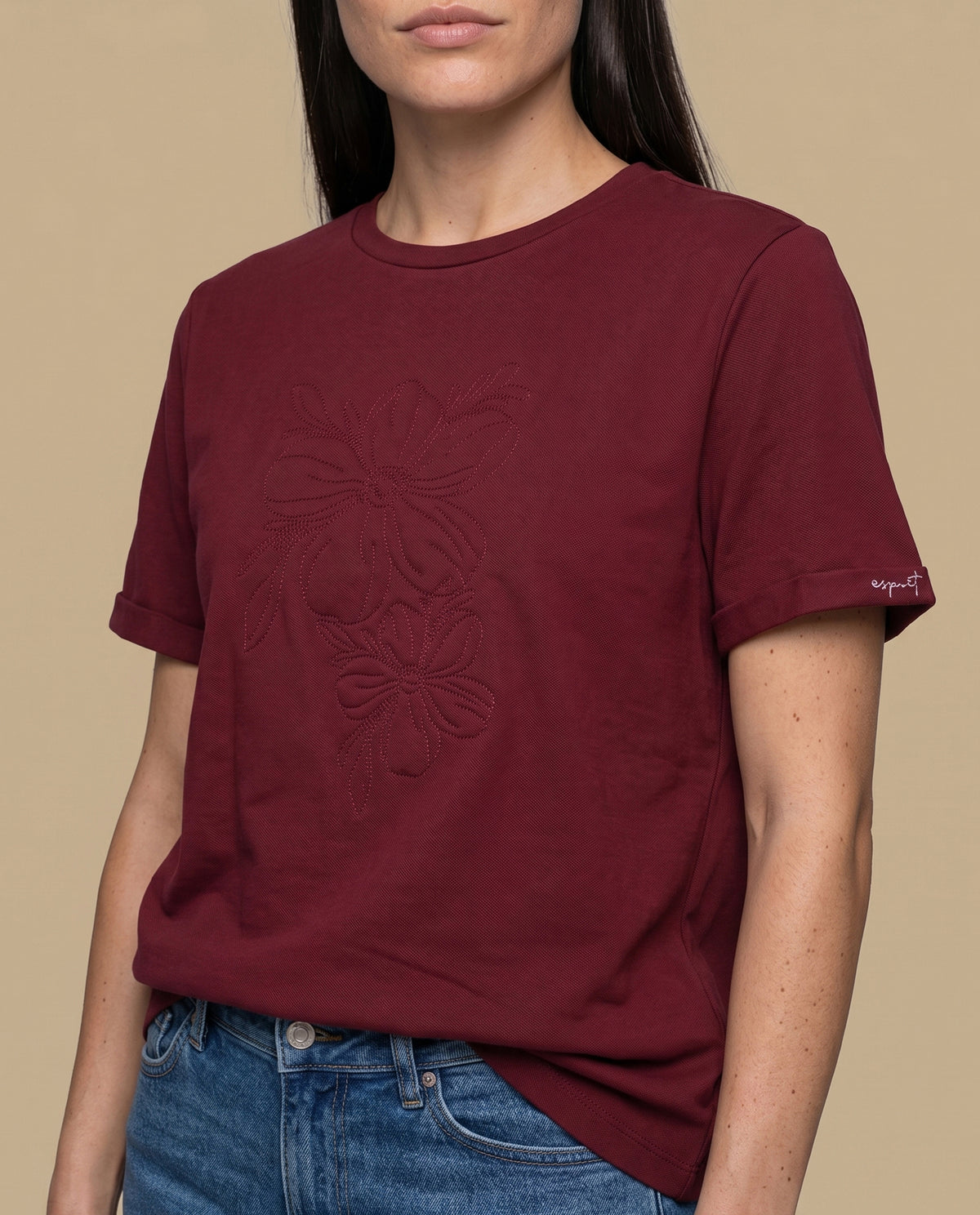 Camiseta manga corta bordada algodón - Morado 34_905H011_MOR191619_3
