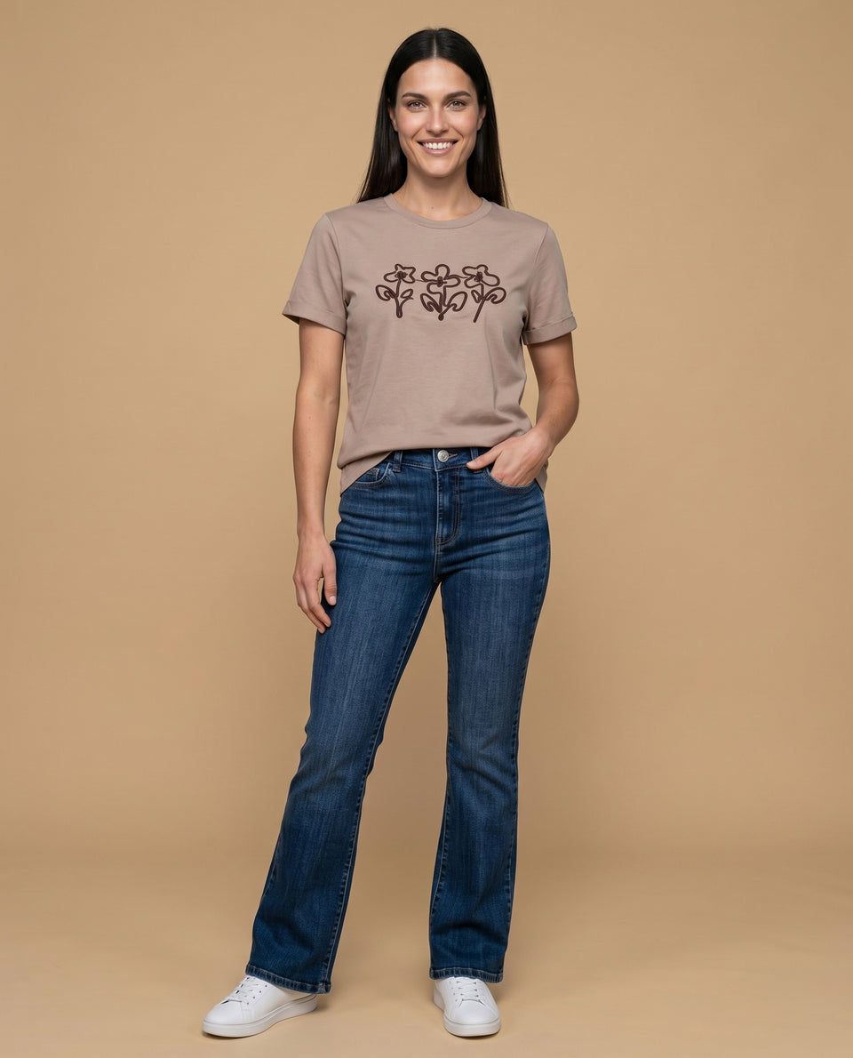 Camiseta manga corta bordado flores - Bronce 34_905H017_BRO161213_5