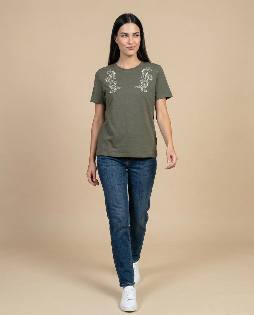Camiseta bordada manga corta cuello redondo - Verde 34_905H026_VER190622_5