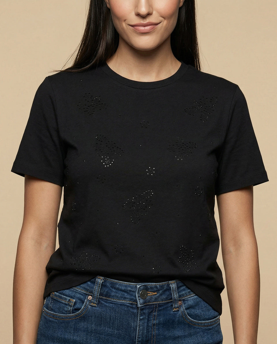 Camiseta bordada manga corta con largo extendido - Negro 34_905H027_NEG190303_7