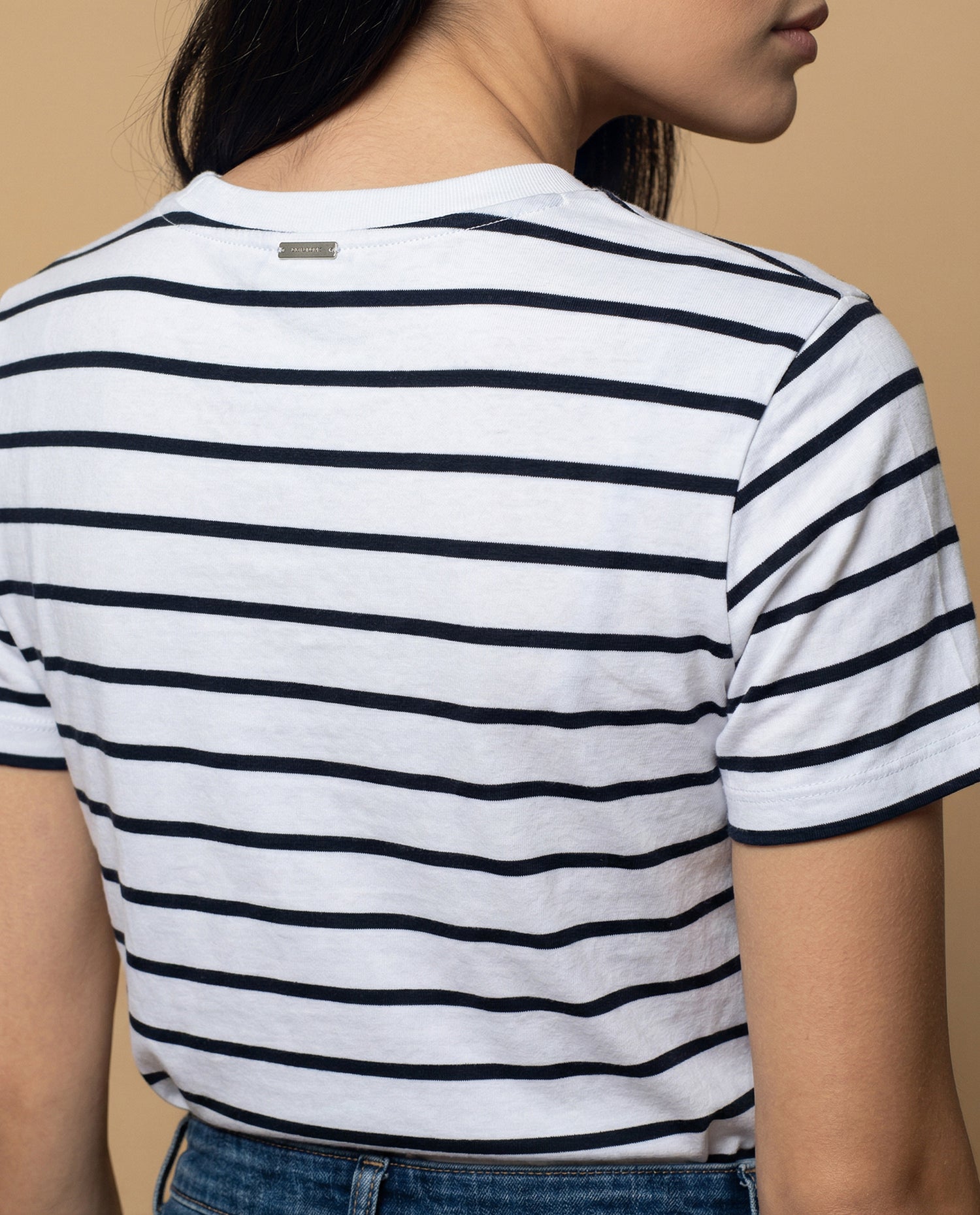 Camiseta bordada manga corta cuello redondo - Azul