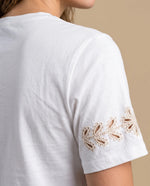 Camiseta manga corta bordado hojas - Crudo