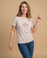 Camiseta manga corta bordado texto - Beige