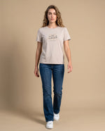 Camiseta manga corta bordado texto - Beige
