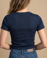 Camiseta manga corta bordada - Azul