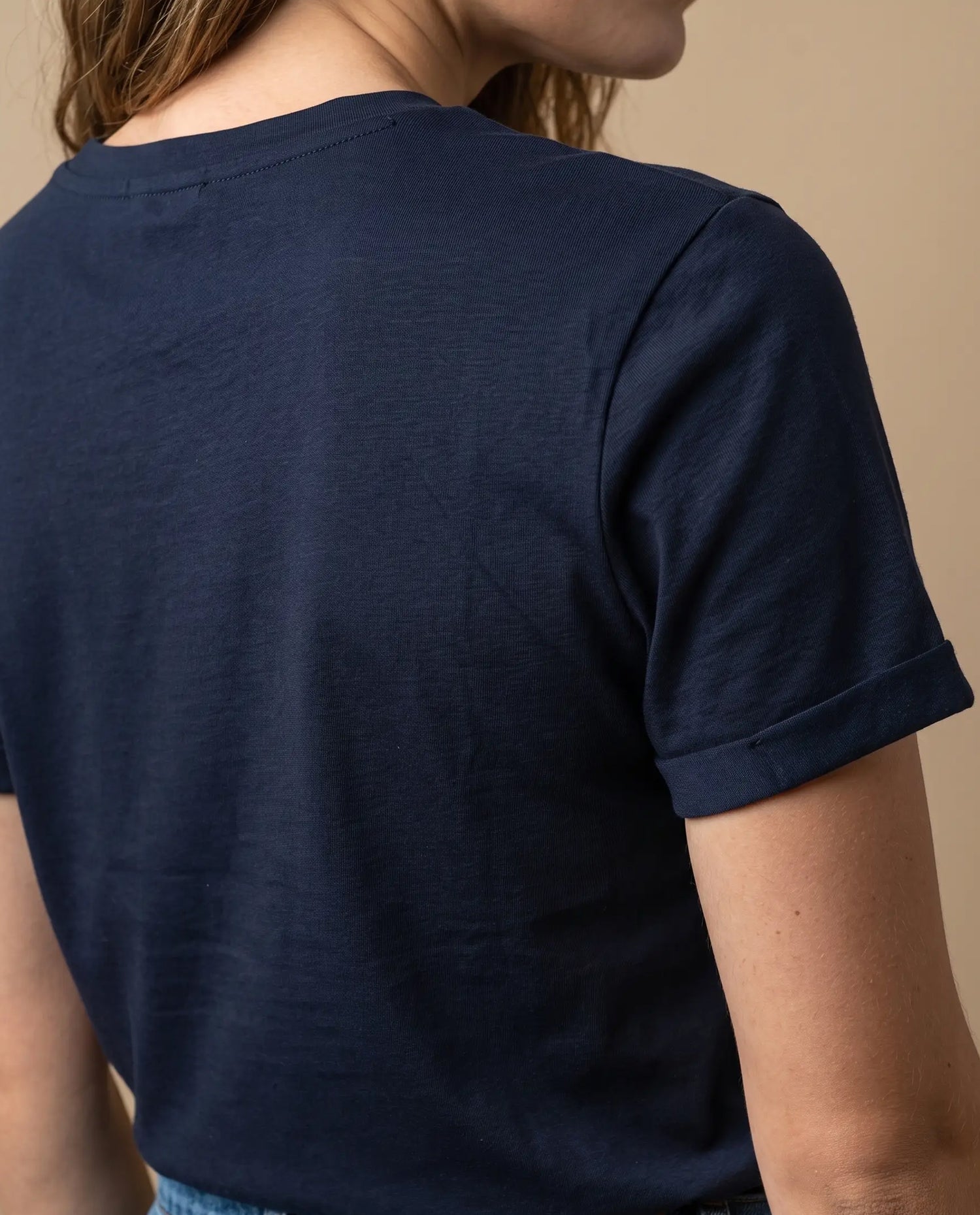 Camiseta manga corta bordada - Azul