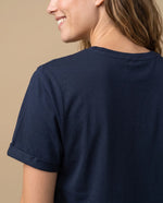 Camiseta manga corta bordada - Azul