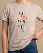 Camiseta manga corta estampada - Beige