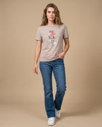 Camiseta manga corta estampada - Beige