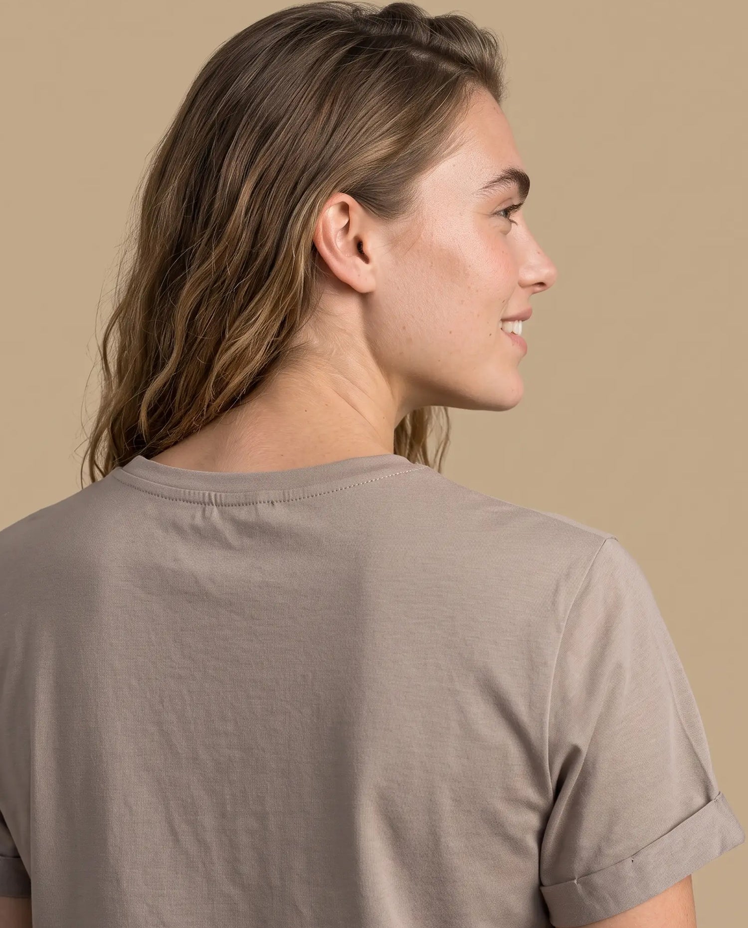 Camiseta manga corta estampada - Beige