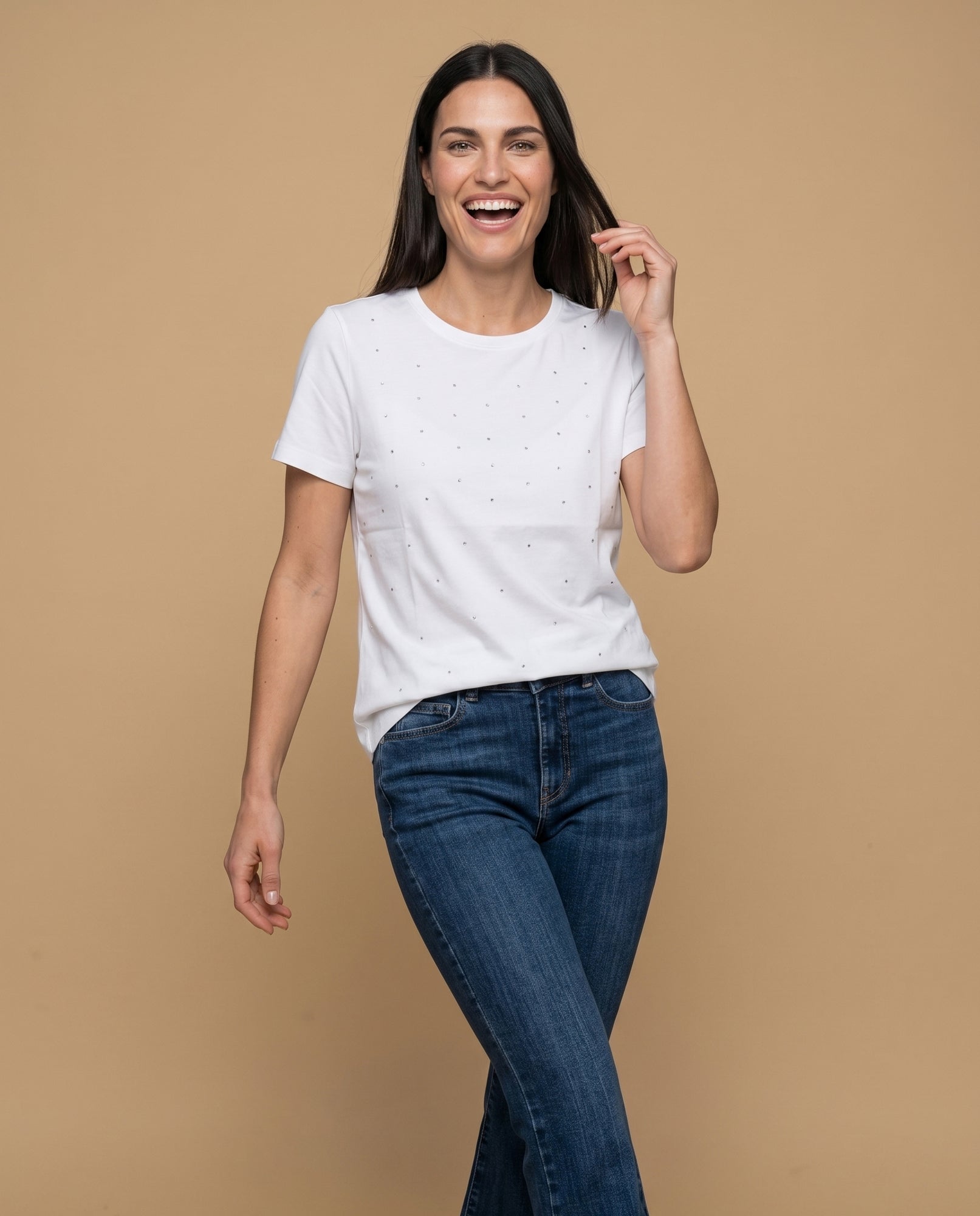 Camiseta Cuello Redondo Algodón - Crudo 34_909G307_CRU144500_0