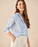 Camisa de diseño abierto para mujer - Azul