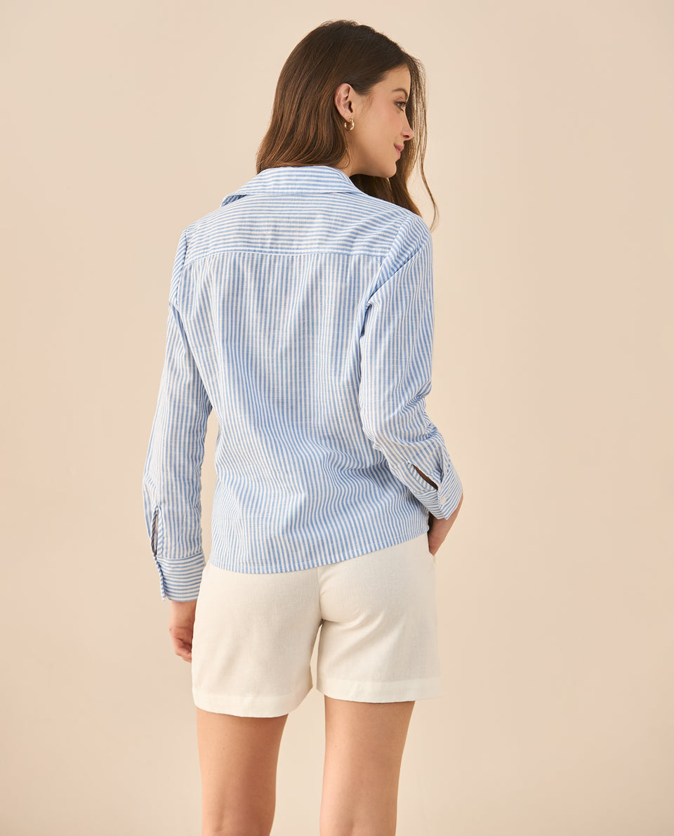 Camisa de diseño abierto para mujer - Azul 34_912G300_AZU144123_4