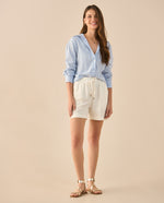 Camisa de diseño abierto para mujer - Azul